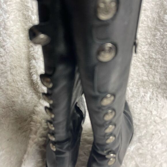 Matisse Sargent Riding Boots Black Leather,silver tone eagle buttons accentSZ8.5 - Picture 4 of 13